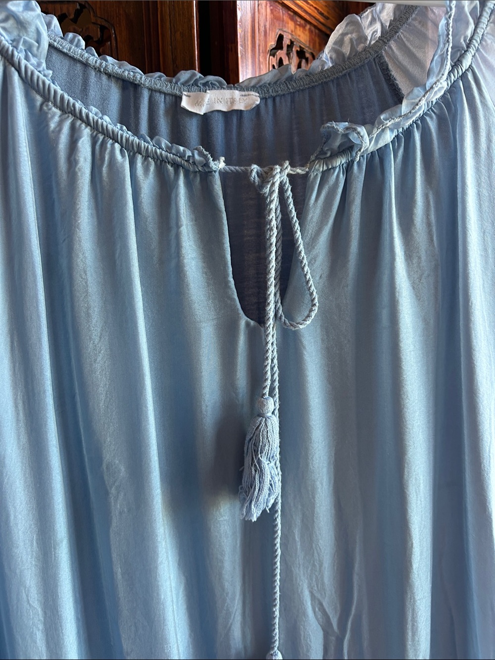 Light Blue Boho Peasant Maxi Dress